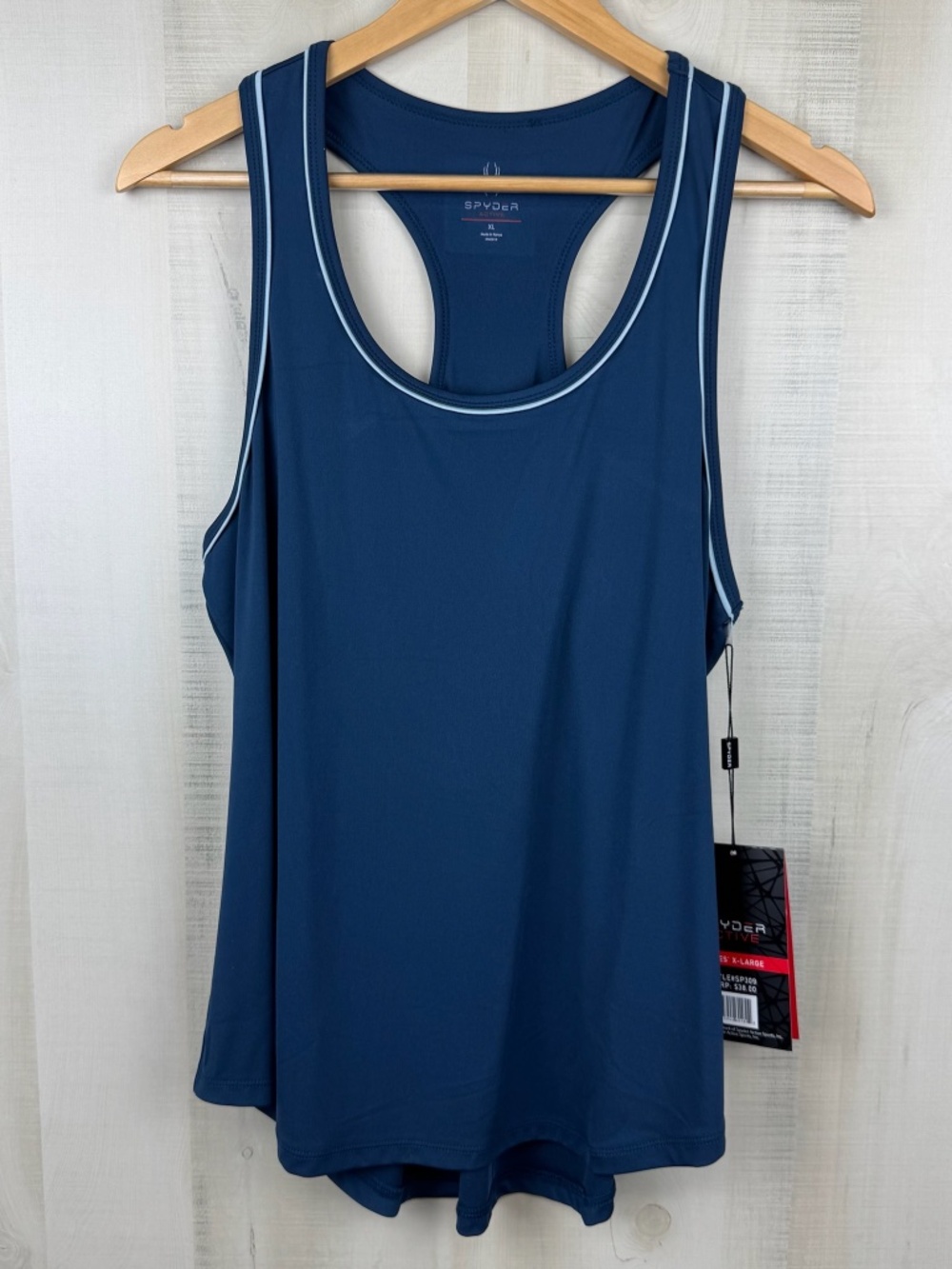 NWT Spyder Active Women’s Moisture Wicking Racer Bank Tank Top Navy Blue XL